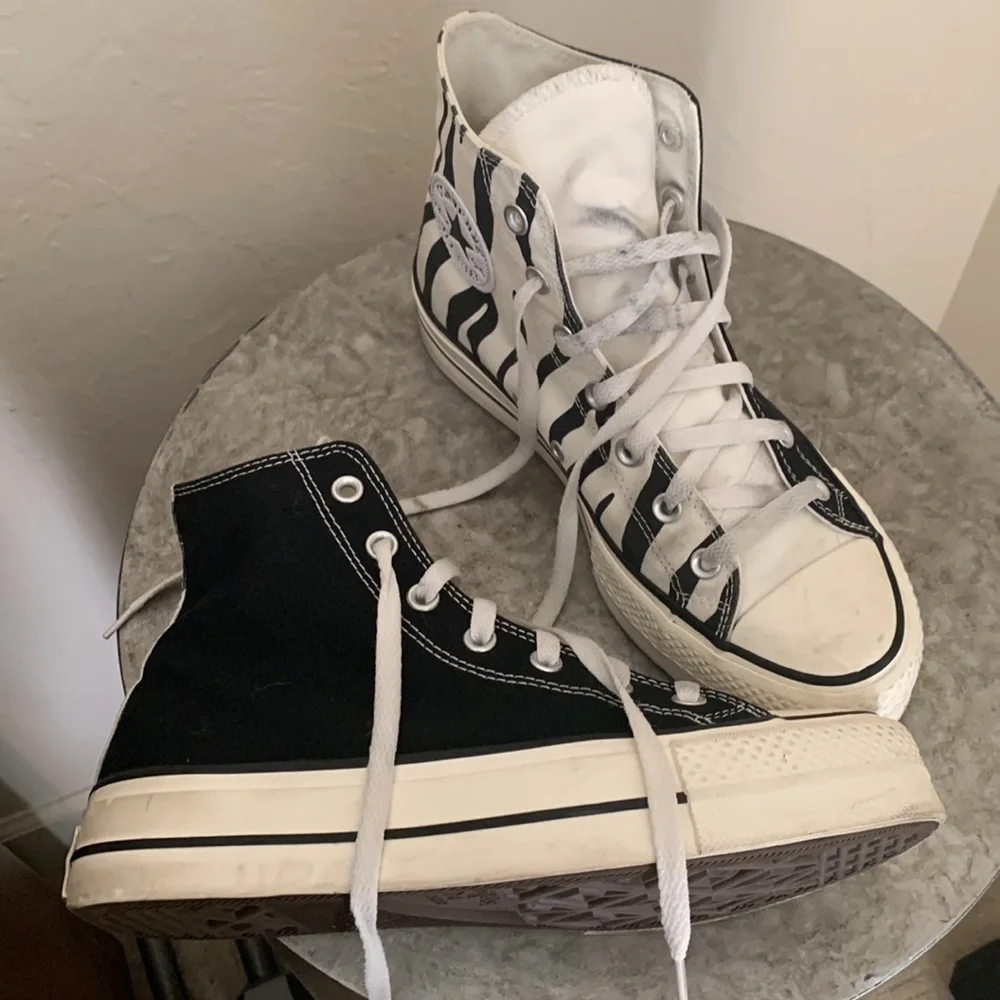 CONVERSE PLATFORM CHUCKS BLACK AND ZEBRA PRINT WOMENS 8.5 | MENS 6.5 - Picture 10 of 12